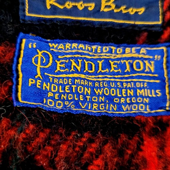1950s Pendleton Robe In A Bag Designer Throw Blanket Red Black Wool Plaid Fringe - Picture 5 of 16